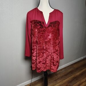 Zac & Rachel Burgundy Velvet Blouse Medium